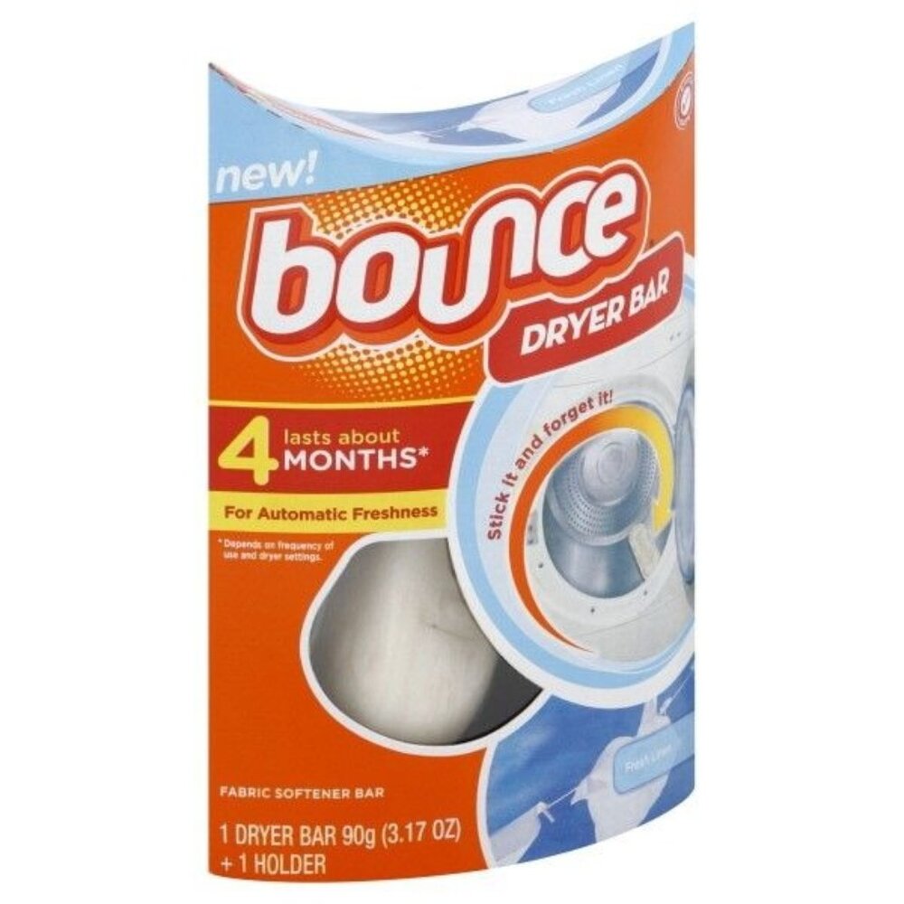 Bounce Dryer Bar Fabric Softener Fresh Linen 4 Months, 1 bar and holder